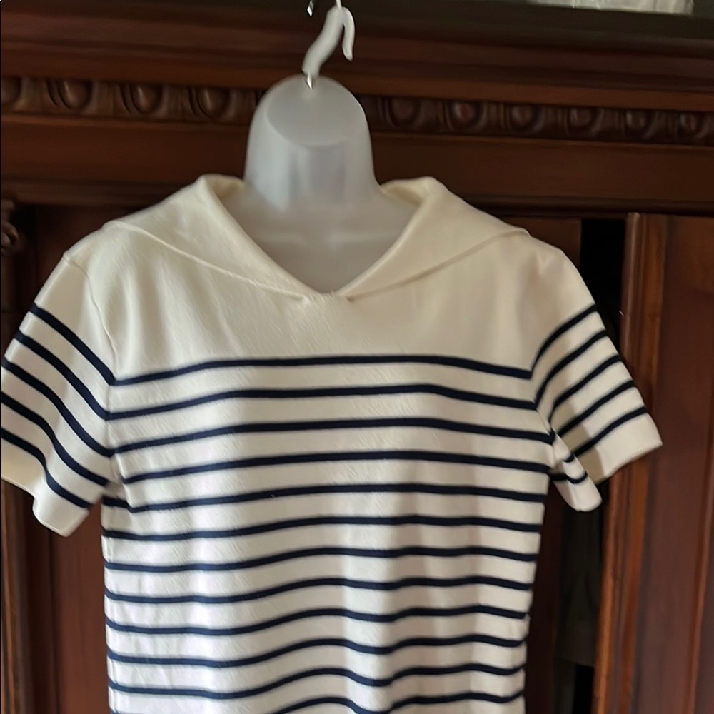 Darling Zara Navy and Cream Striped Sweater Dress - Picture 2 of 4